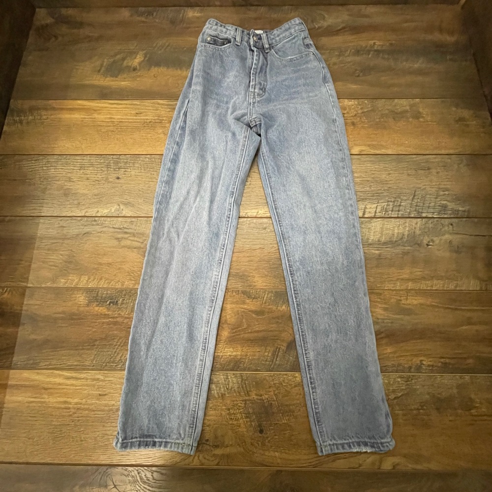 Princess Polly High Waisted Straight Leg Jeans Light Wash Denim Size 0 Cotton